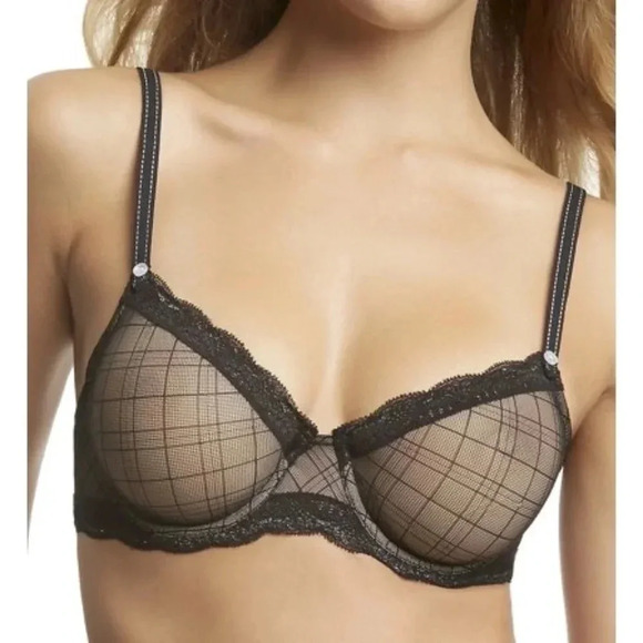 36B Jezebel 10027 Marni Diamond Mesh Unlined Bra Black NWT - Picture 9 of 9